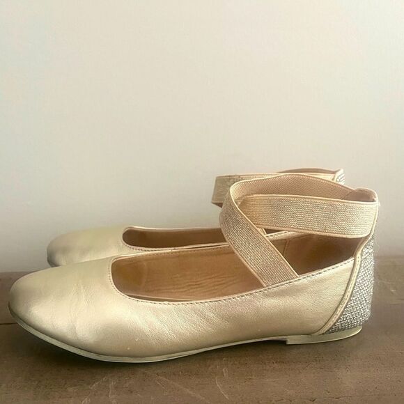 Copper Key Girls Gold Ballet Flats. 4 - Picture 3 of 4